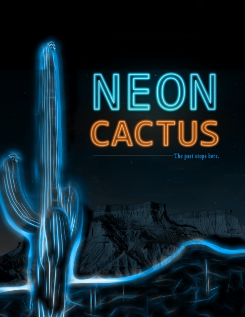 Neon Cactus Poster